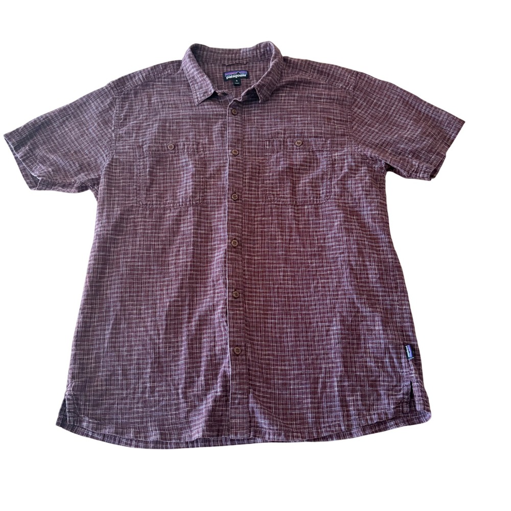Patagonia Mens XL Back Step Hemp Blend Button Down Grid Shirt
Cinder Red
